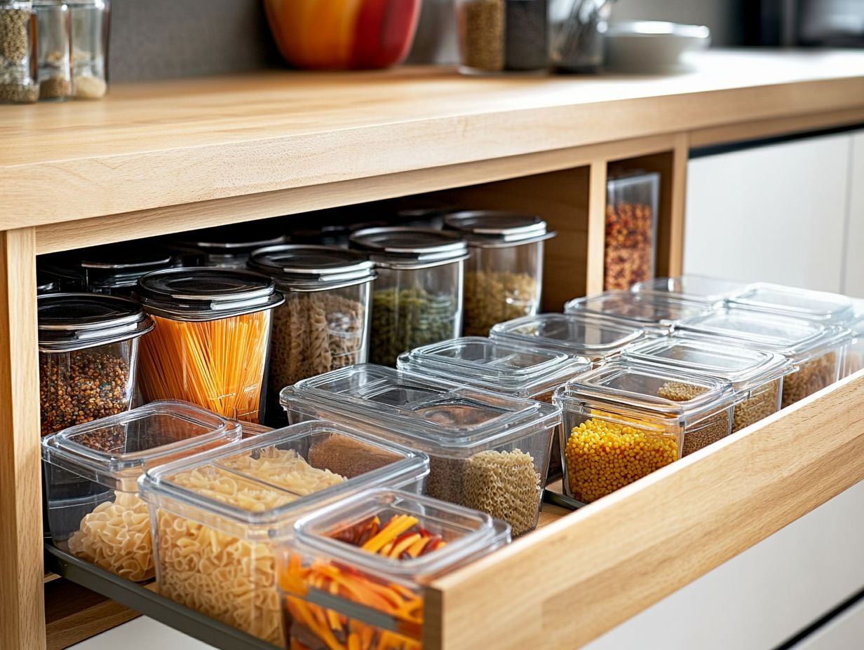 Infographic of ways to organize kitchen cabinets.