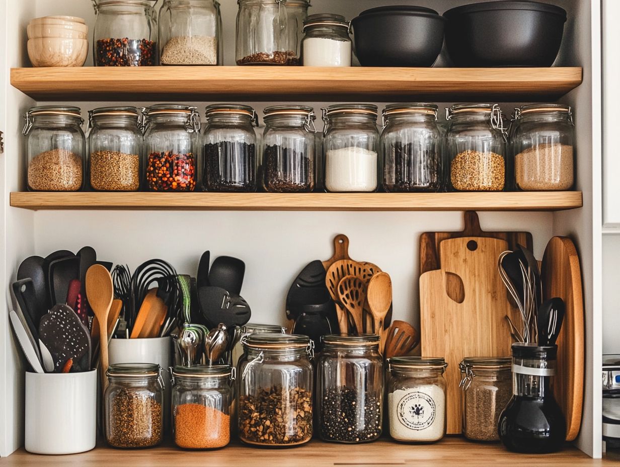 Variety of spices and seasonings displayed in a kitchen