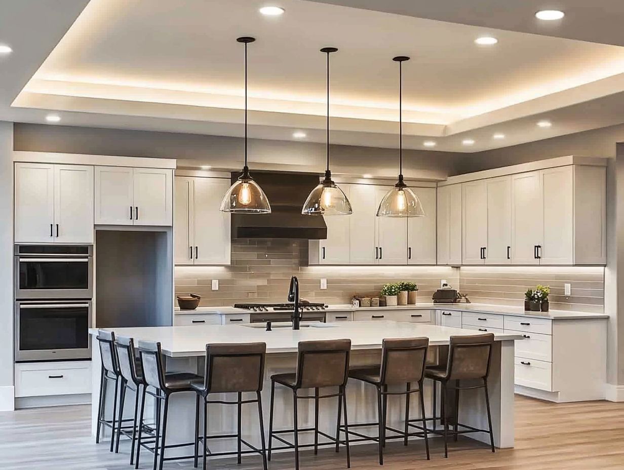 Stylish kitchen with modern ceiling lights