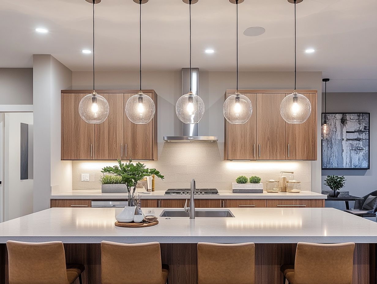 Image showcasing five chic lighting fixtures for contemporary kitchens.