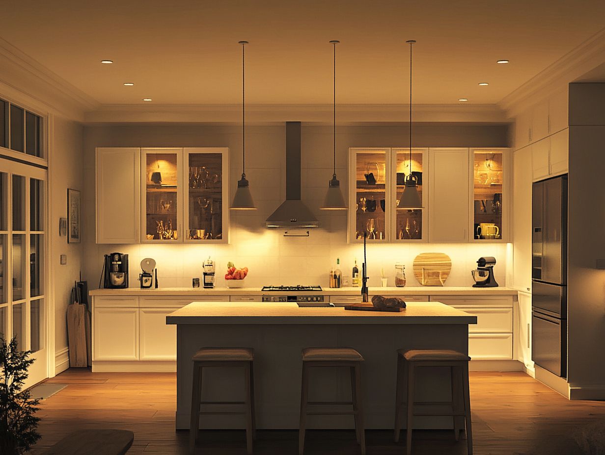 Family kitchen with warm, cozy lighting options.