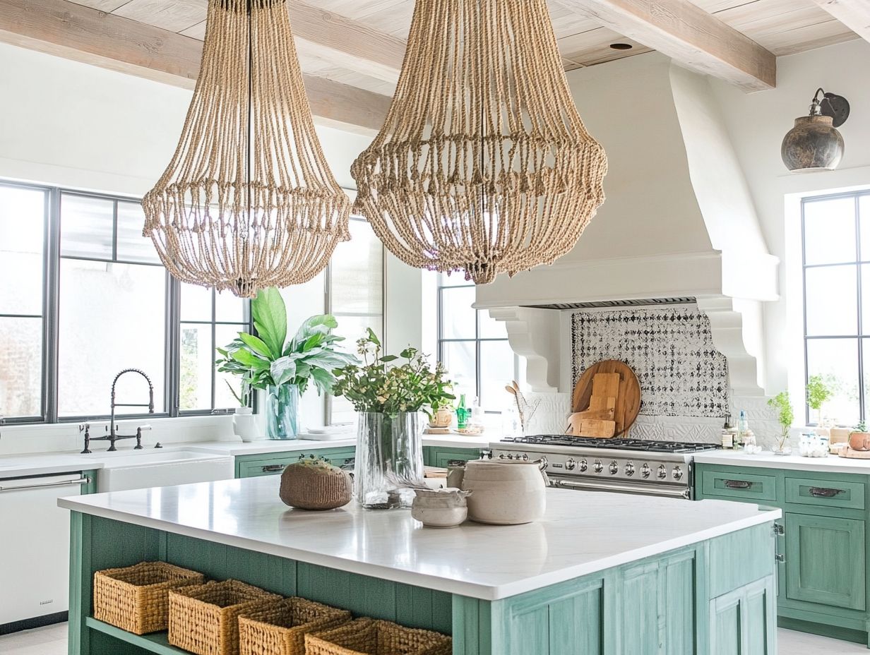 A Unique Geometric Chandelier for an Eclectic Kitchen