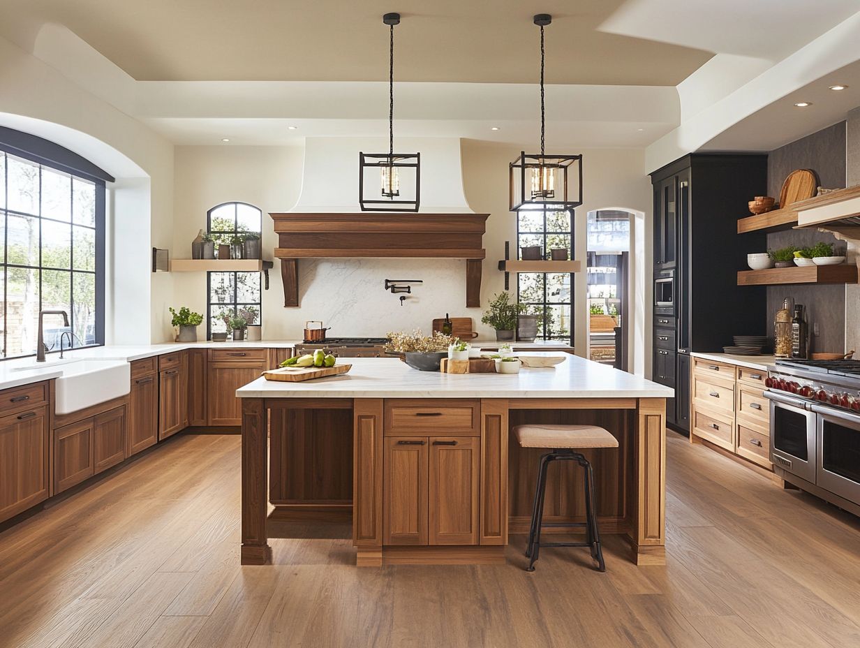 A stylish multi-level kitchen island with contrasting heights