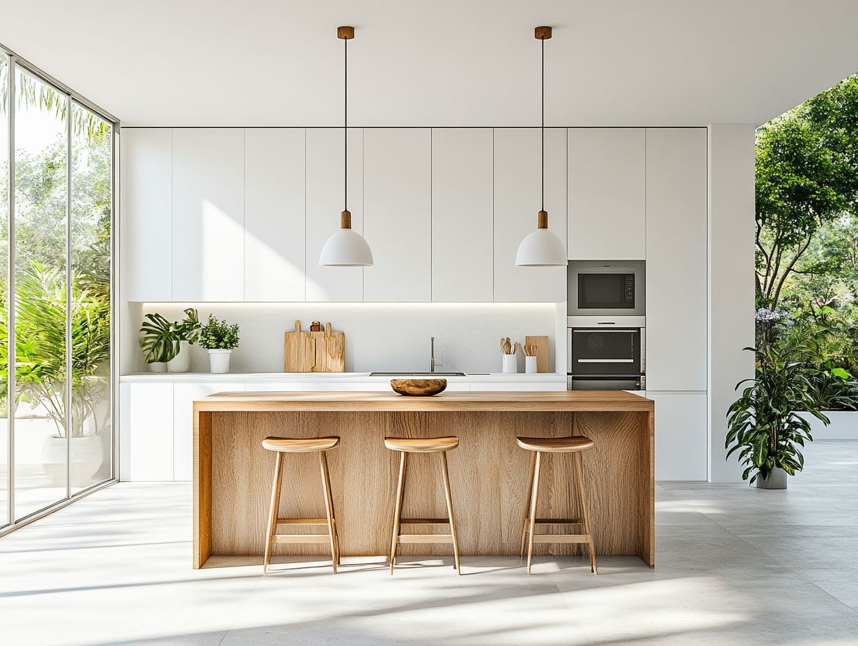 A beautifully designed minimalist kitchen showcasing sustainable elements