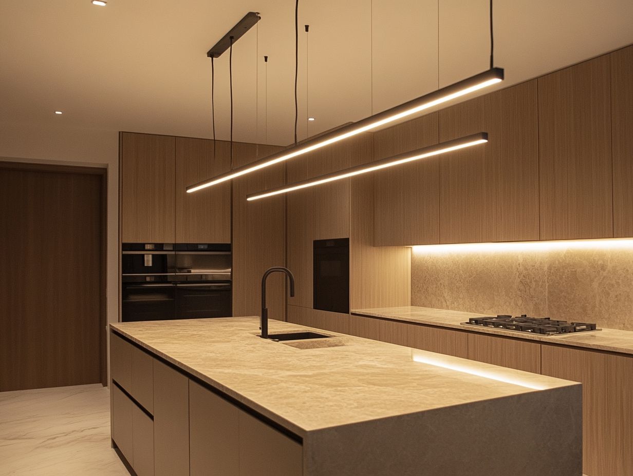 Explore various minimalist lighting fixtures for stylish modern kitchens.