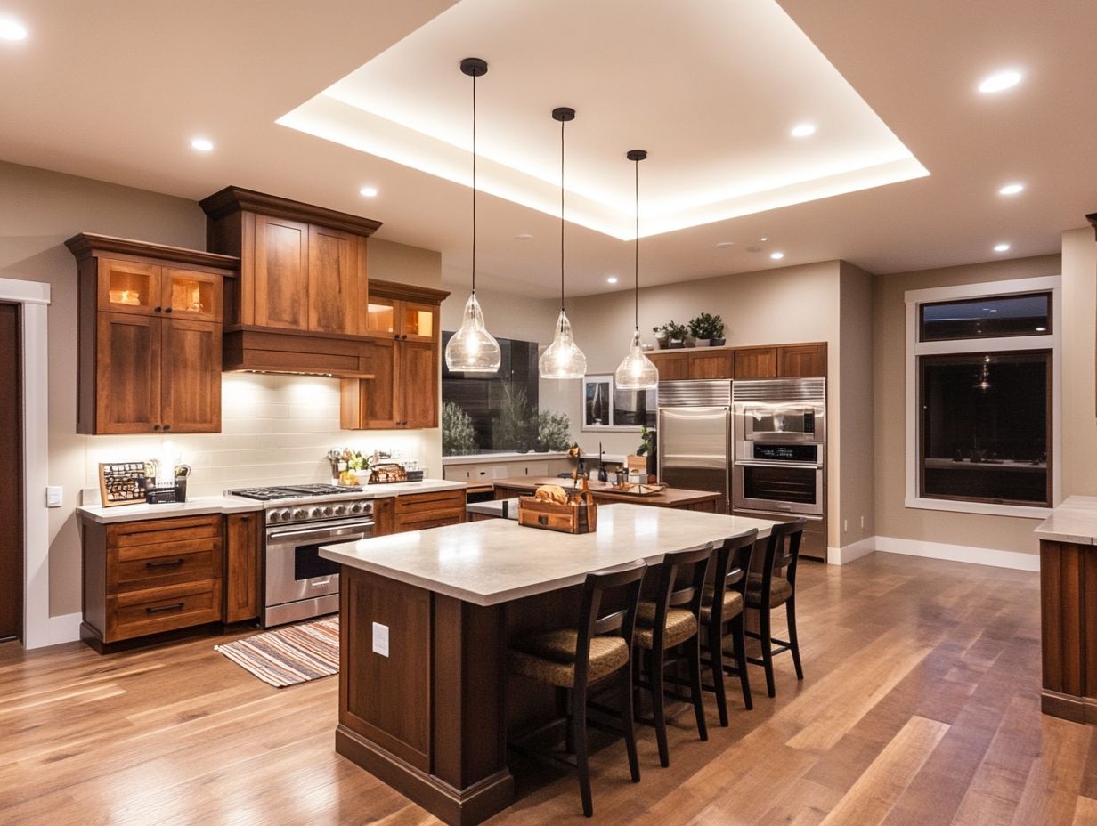 An image illustrating common mistakes in kitchen lighting placement