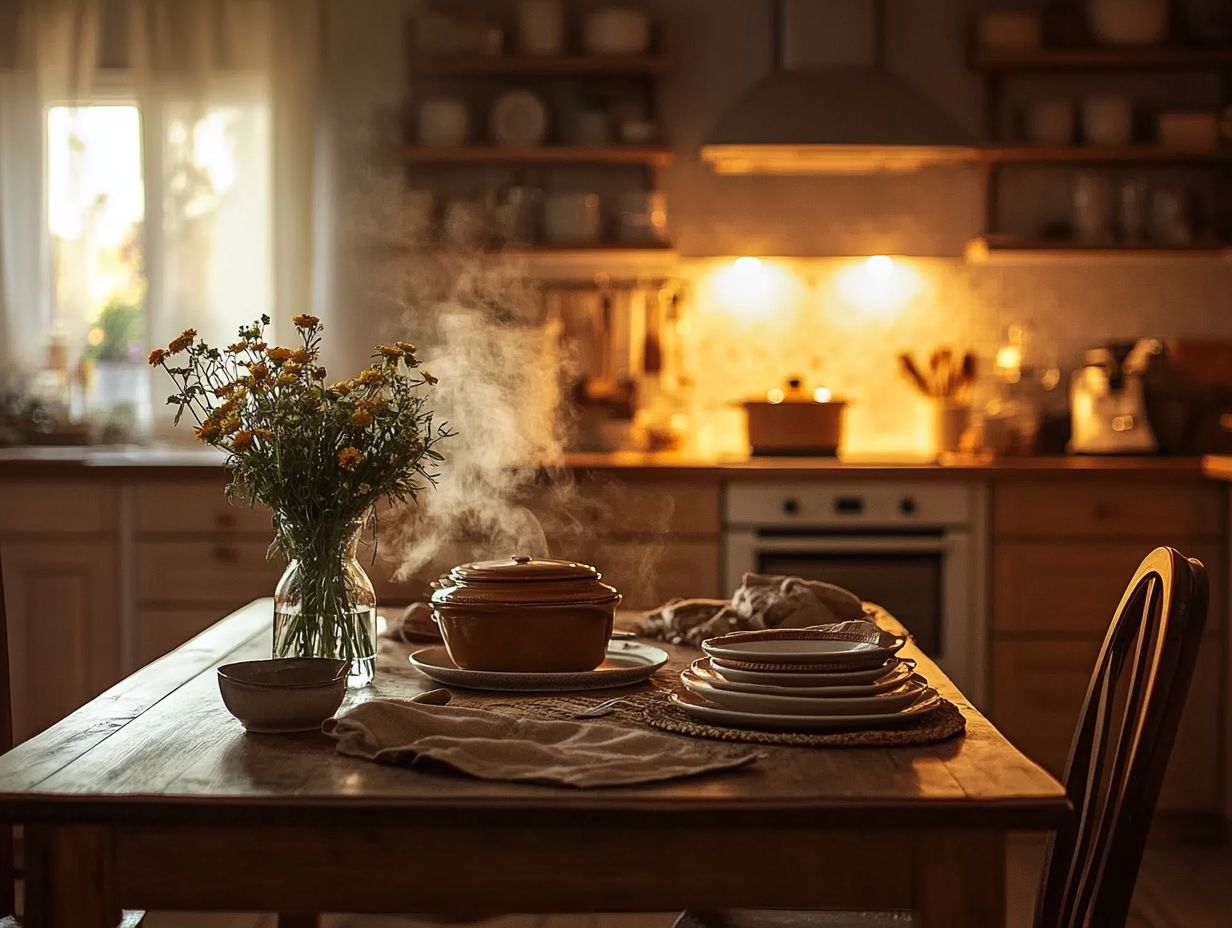 Image showing key takeaways for creating a warm kitchen atmosphere.