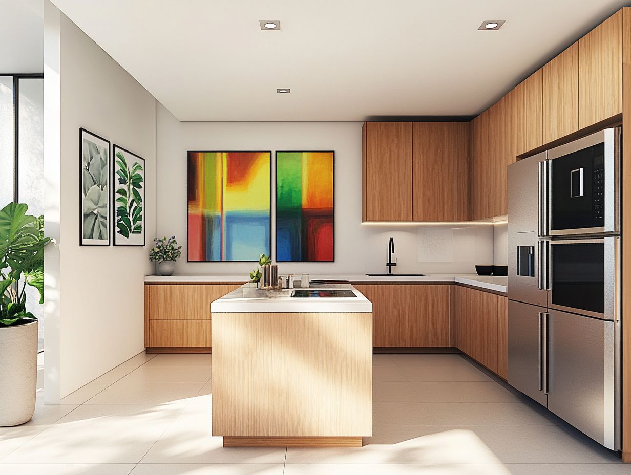 Artistic kitchen design featuring vibrant colors