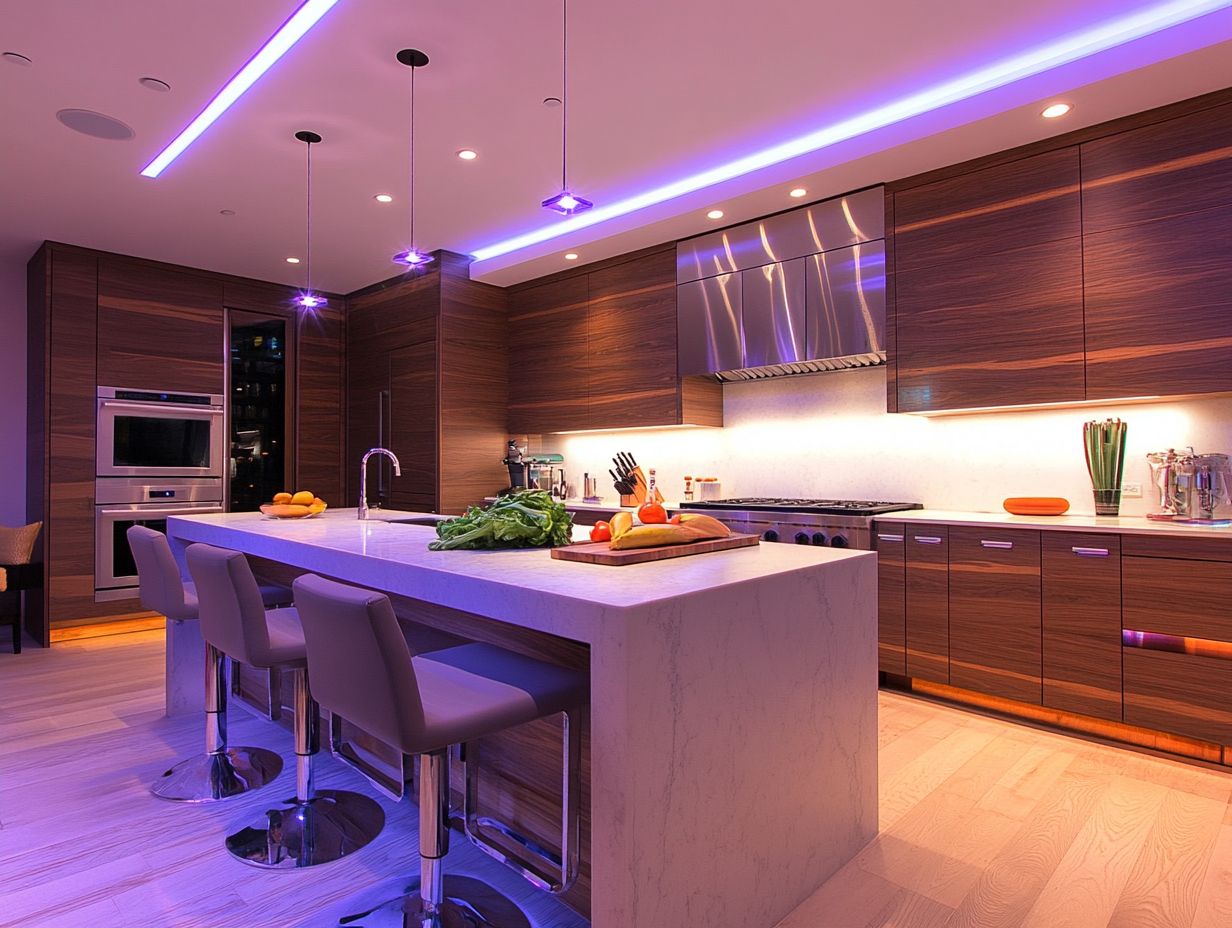 A variety of accent lighting options enhancing kitchen aesthetics