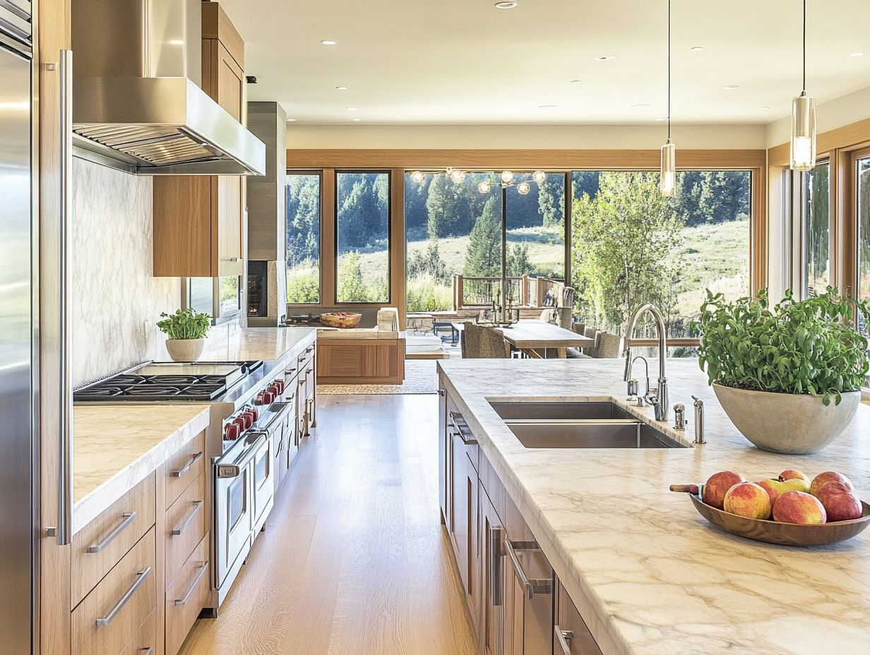 A modern kitchen showcasing various materials and finishes