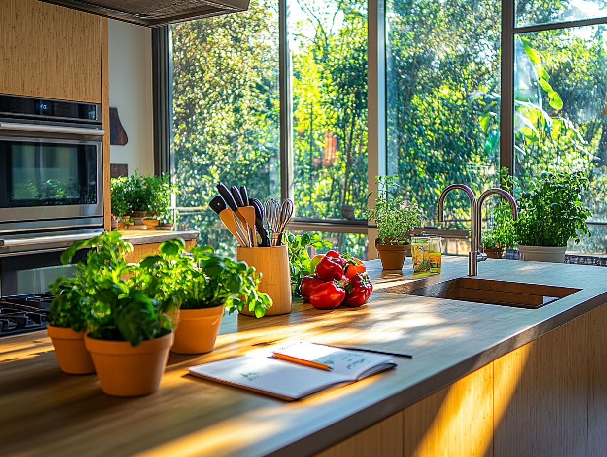 Image illustrating factors for a sustainable kitchen remodel.