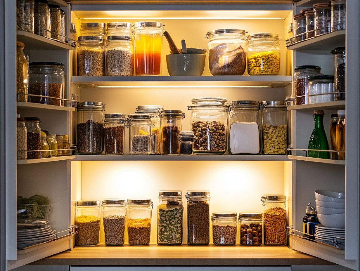 A well-organized kitchen showcasing various storage strategies