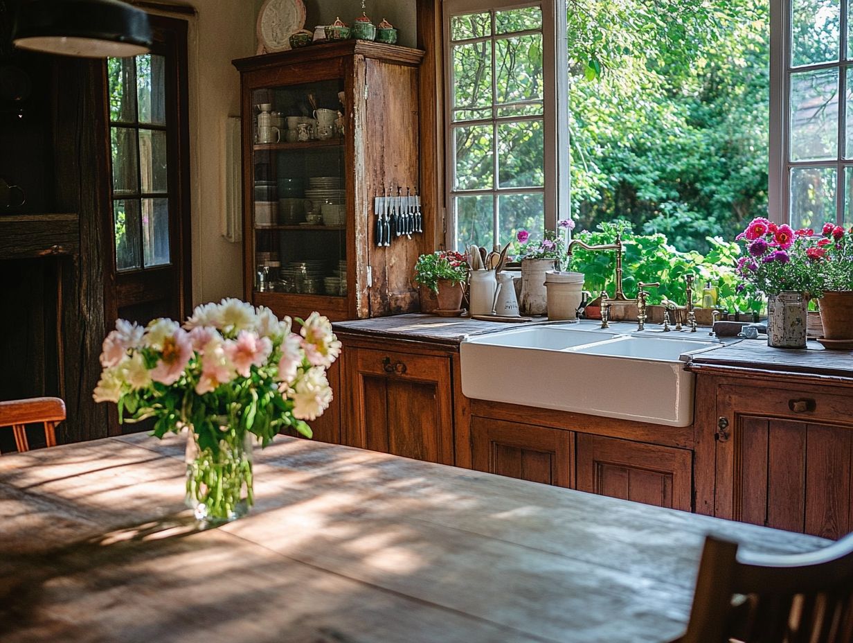 Beautiful stone and metal accents in a farmhouse kitchen