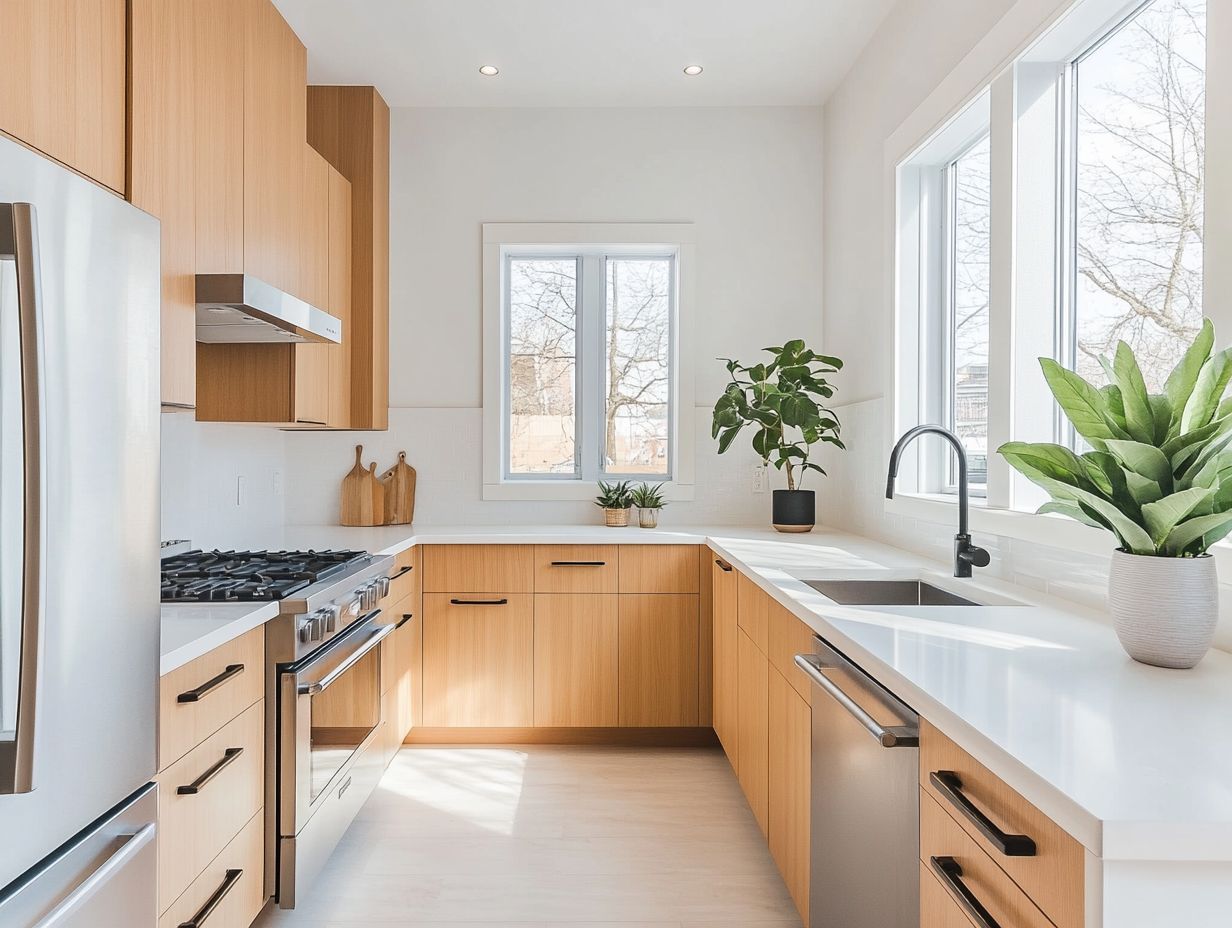 Magnetic knife storage in a minimalist kitchen