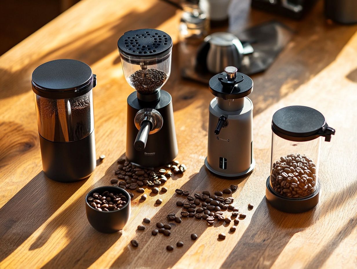 A visual guide to key takeaways for choosing a coffee grinder.