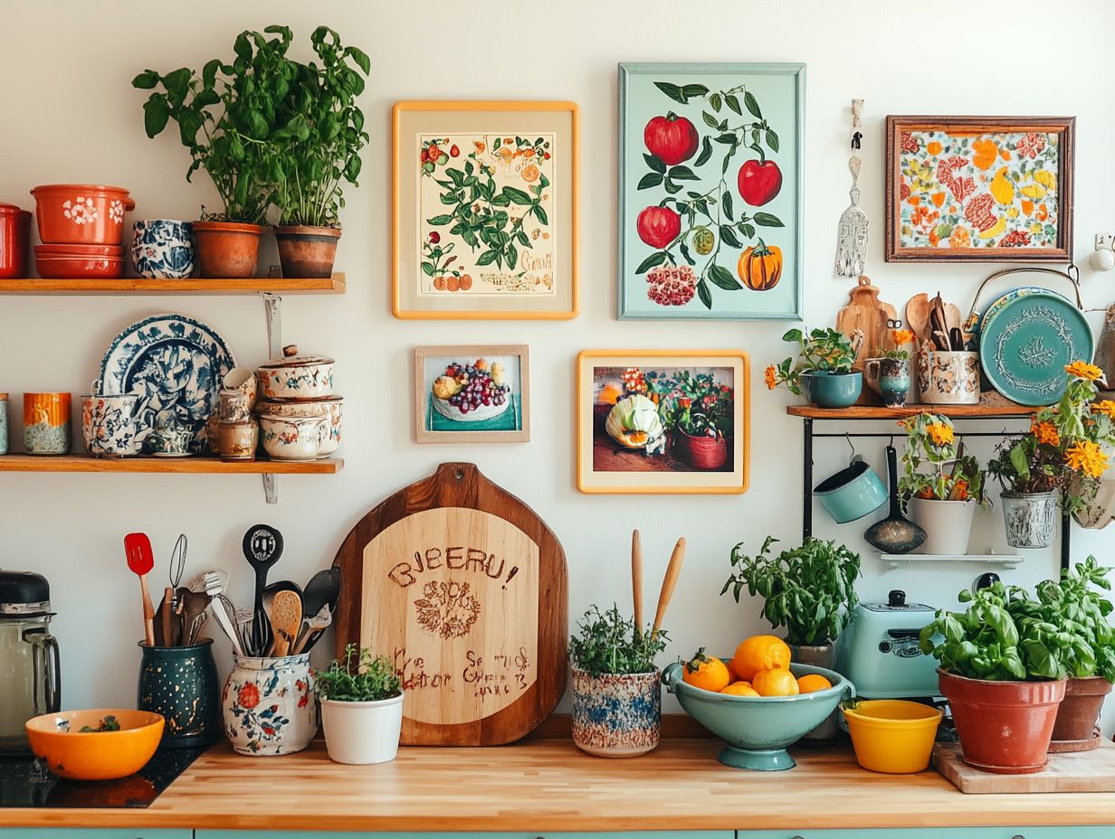 A collection of creative DIY kitchen wall decor ideas.