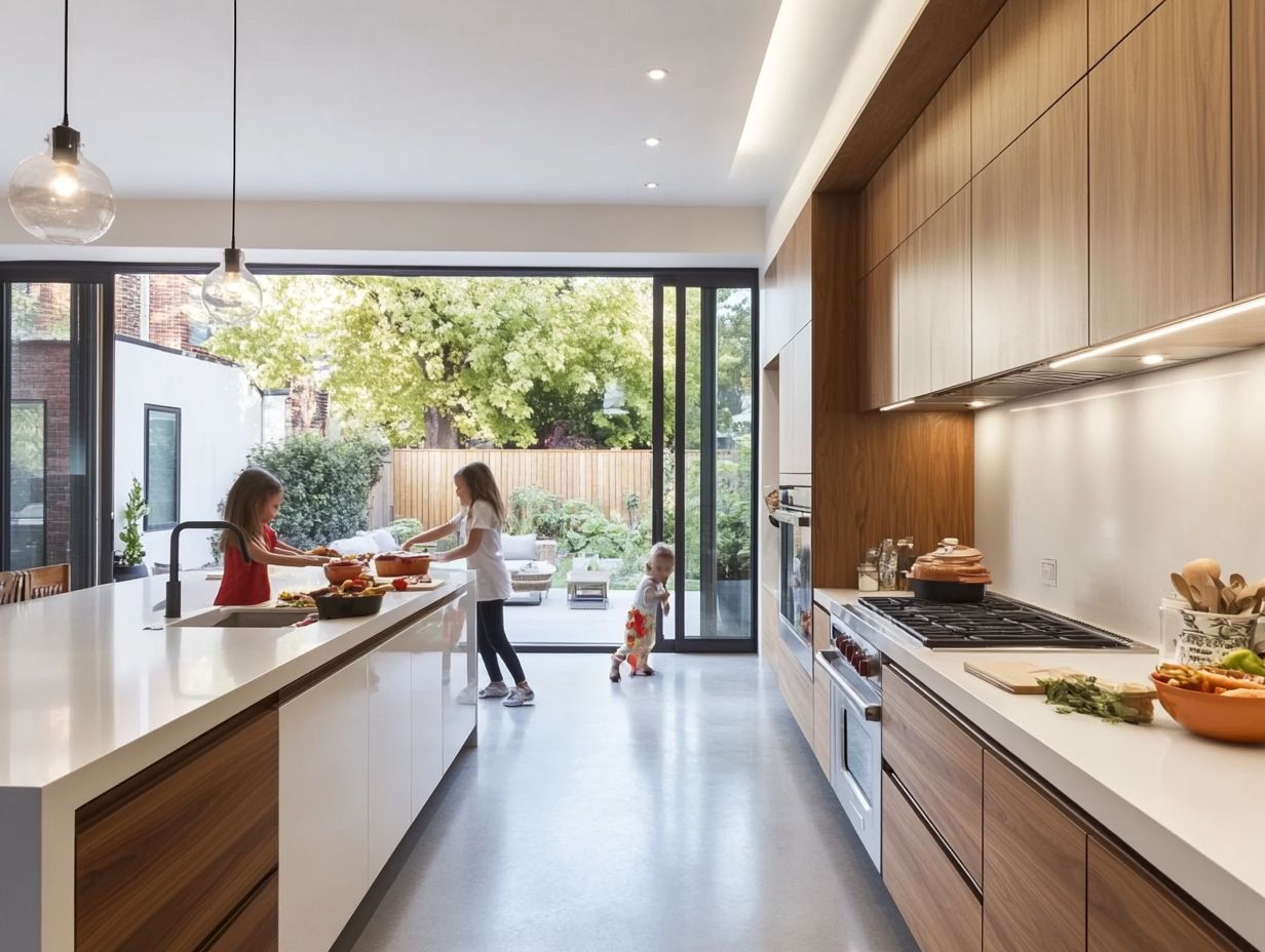 Colorful kitchen design featuring age-inclusive elements suitable for all family members.