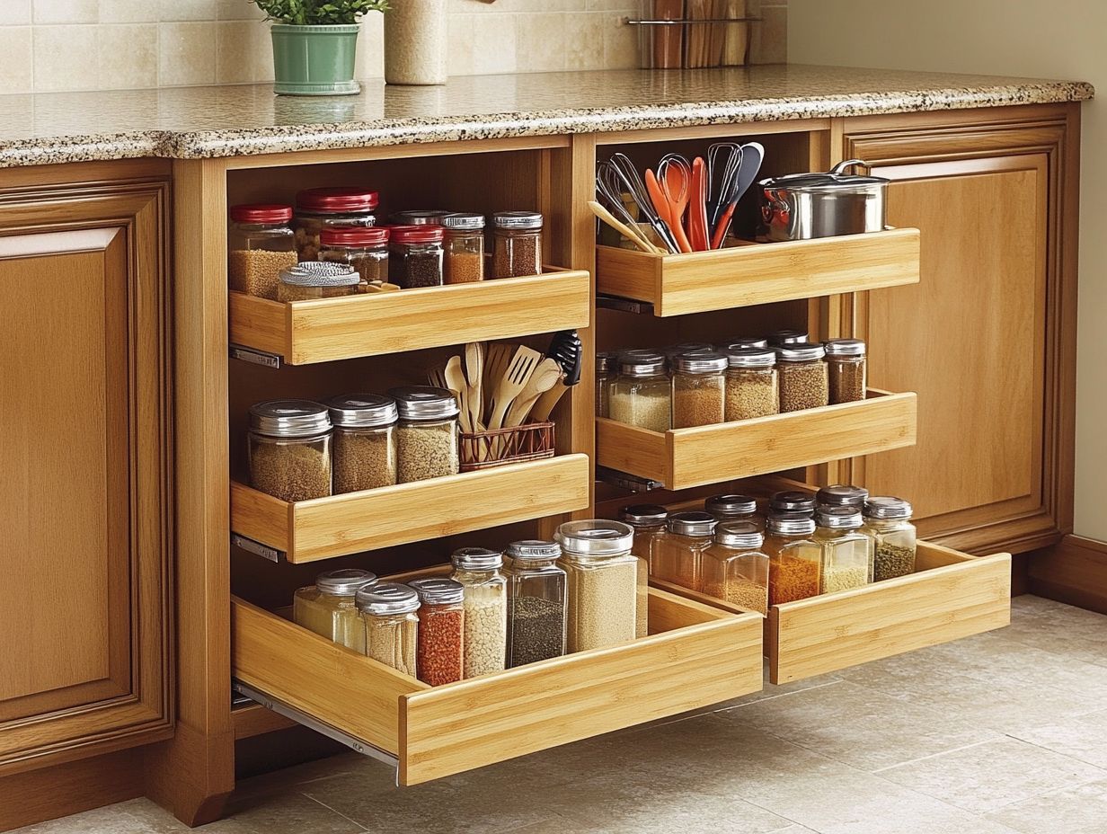 Creative kitchen organization hacks visually demonstrated.