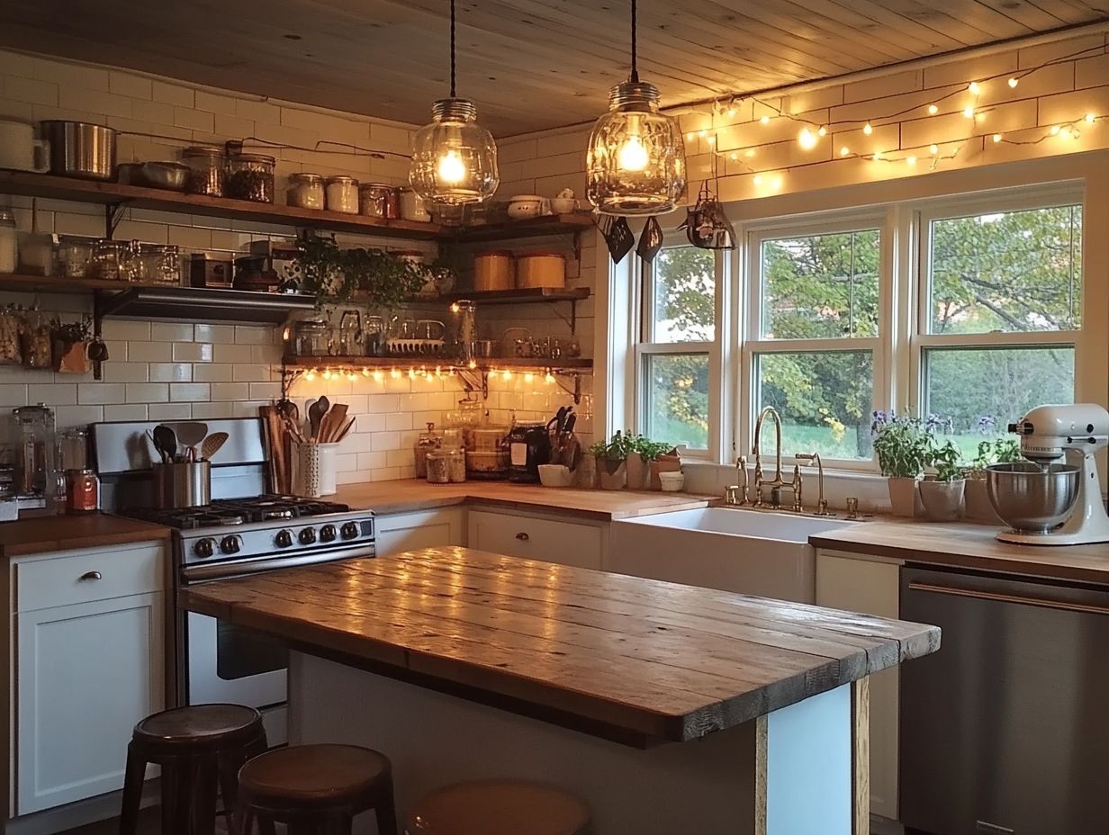 Cozy kitchen with string lights