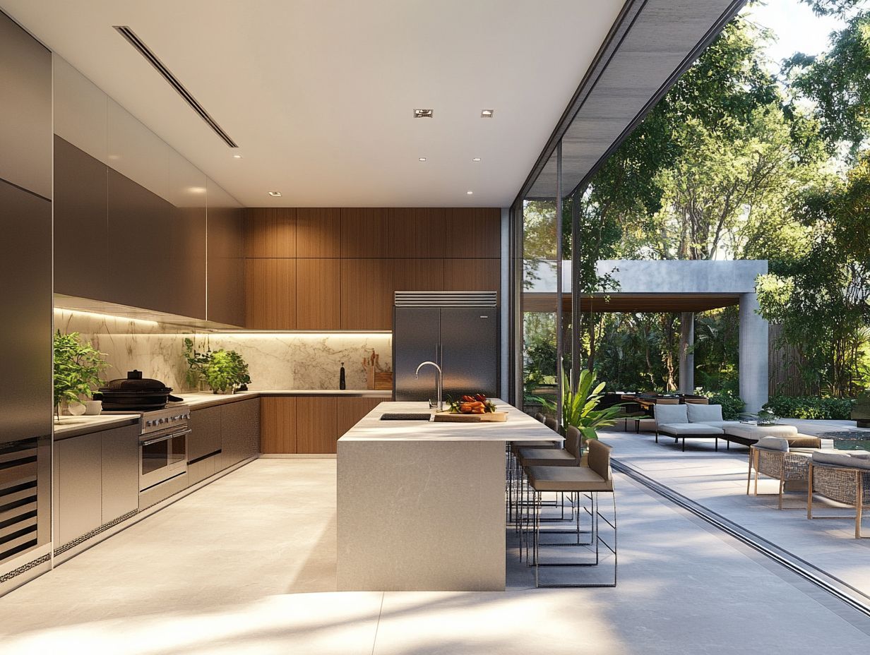 Diagram illustrating key elements for a seamless indoor-outdoor kitchen.