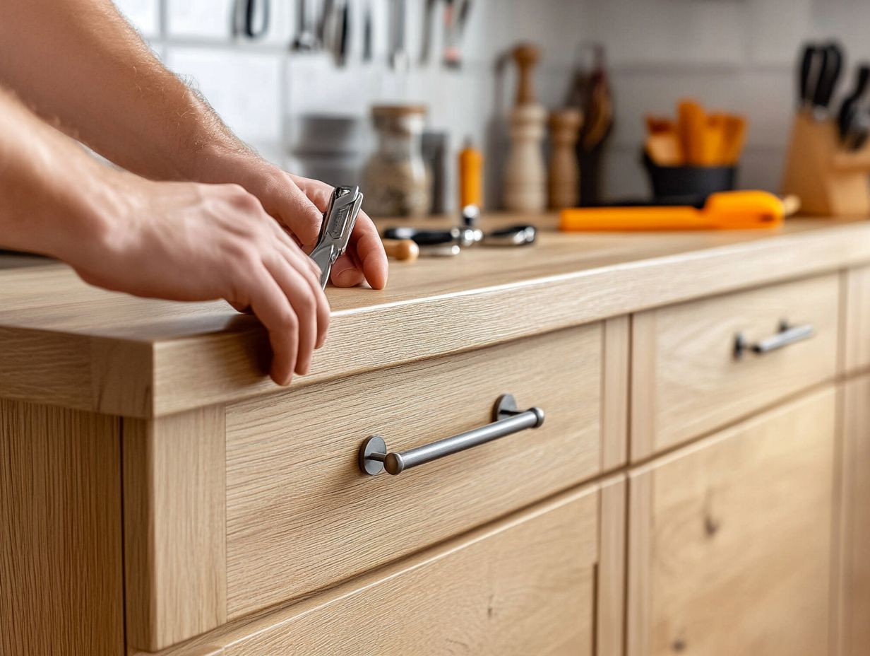 A visual guide showing the steps for installing kitchen hardware for best results