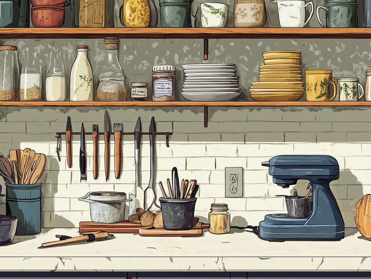 Image showing tools and materials for installing open shelving in a kitchen