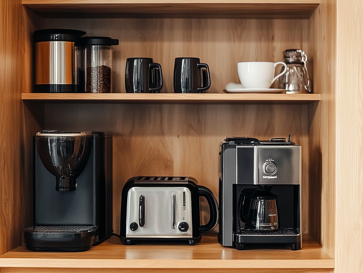 A well-organized kitchen utilizing cabinet space for small appliances.