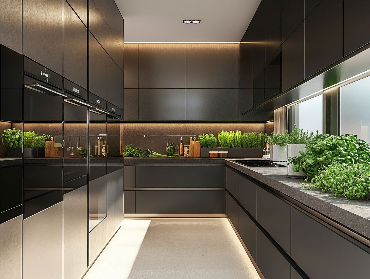 A beautifully designed kitchen showcasing the strategic placement of mirrors