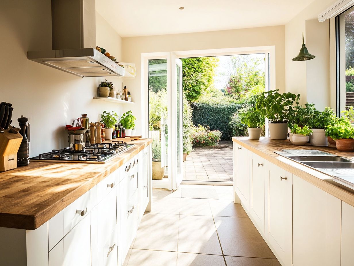 Placement of mirrors to enhance kitchen lighting