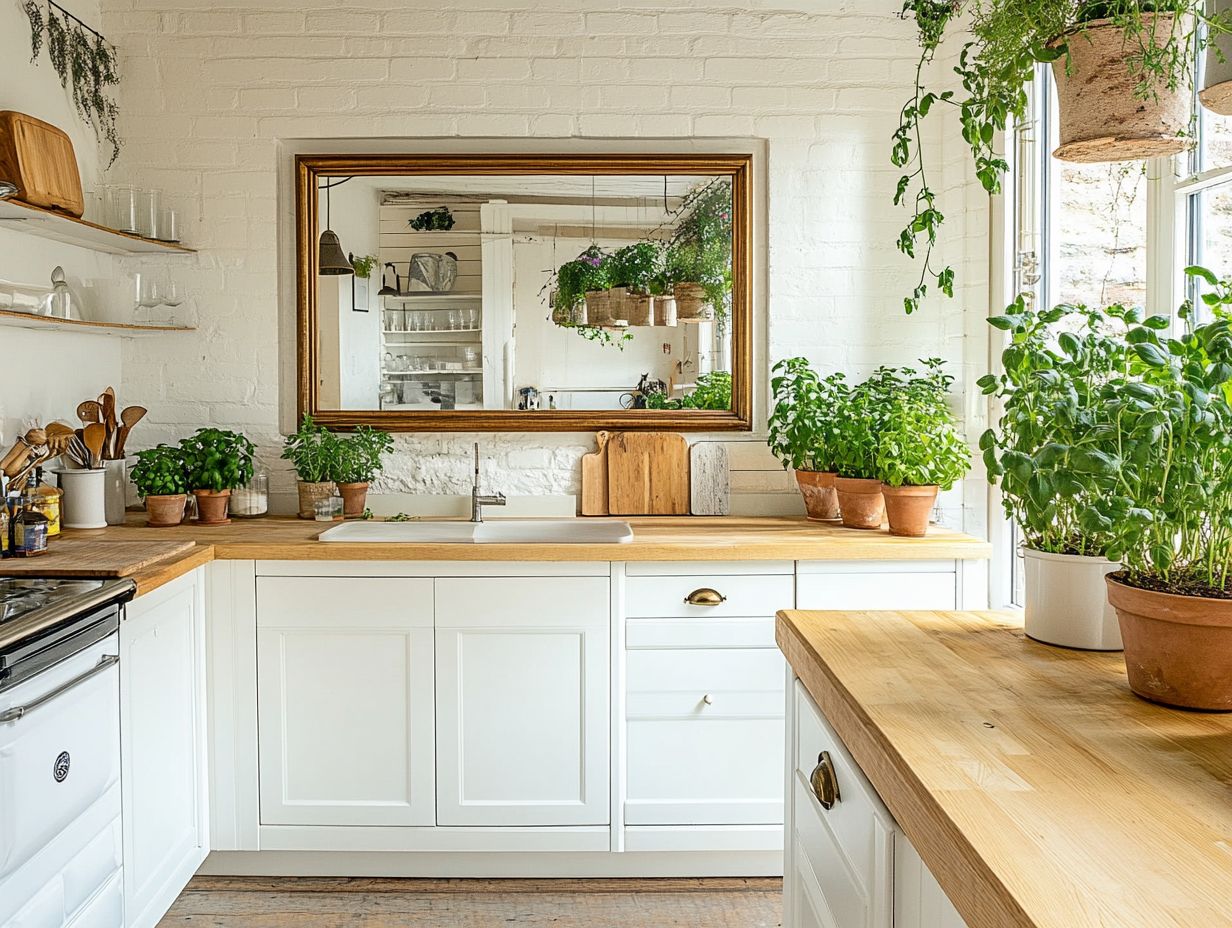 Creative ways to use mirrors for a spacious kitchen illusion.