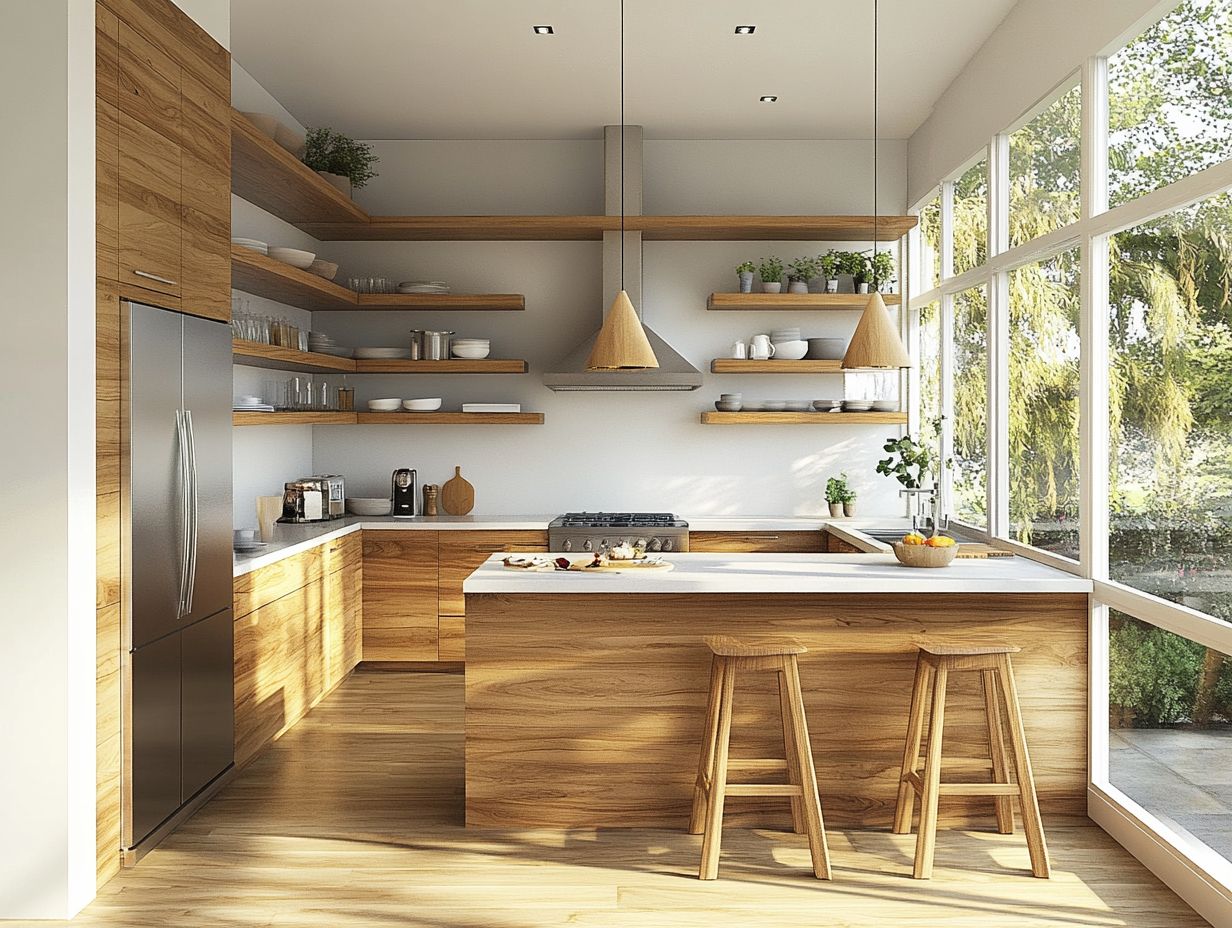 A modern kitchen designed with sustainability in mind, featuring eco-friendly materials.