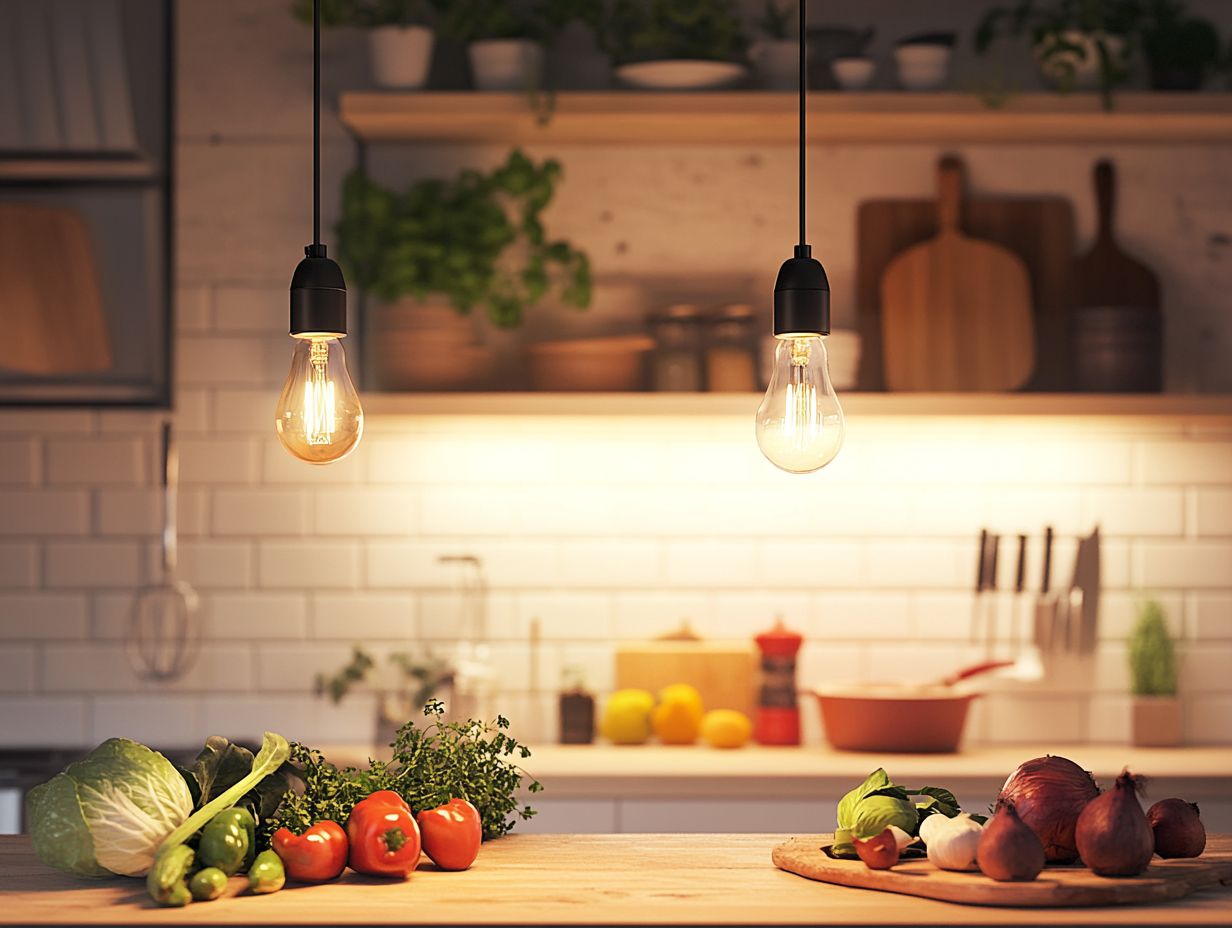 Comparison of LED and incandescent lighting for kitchens