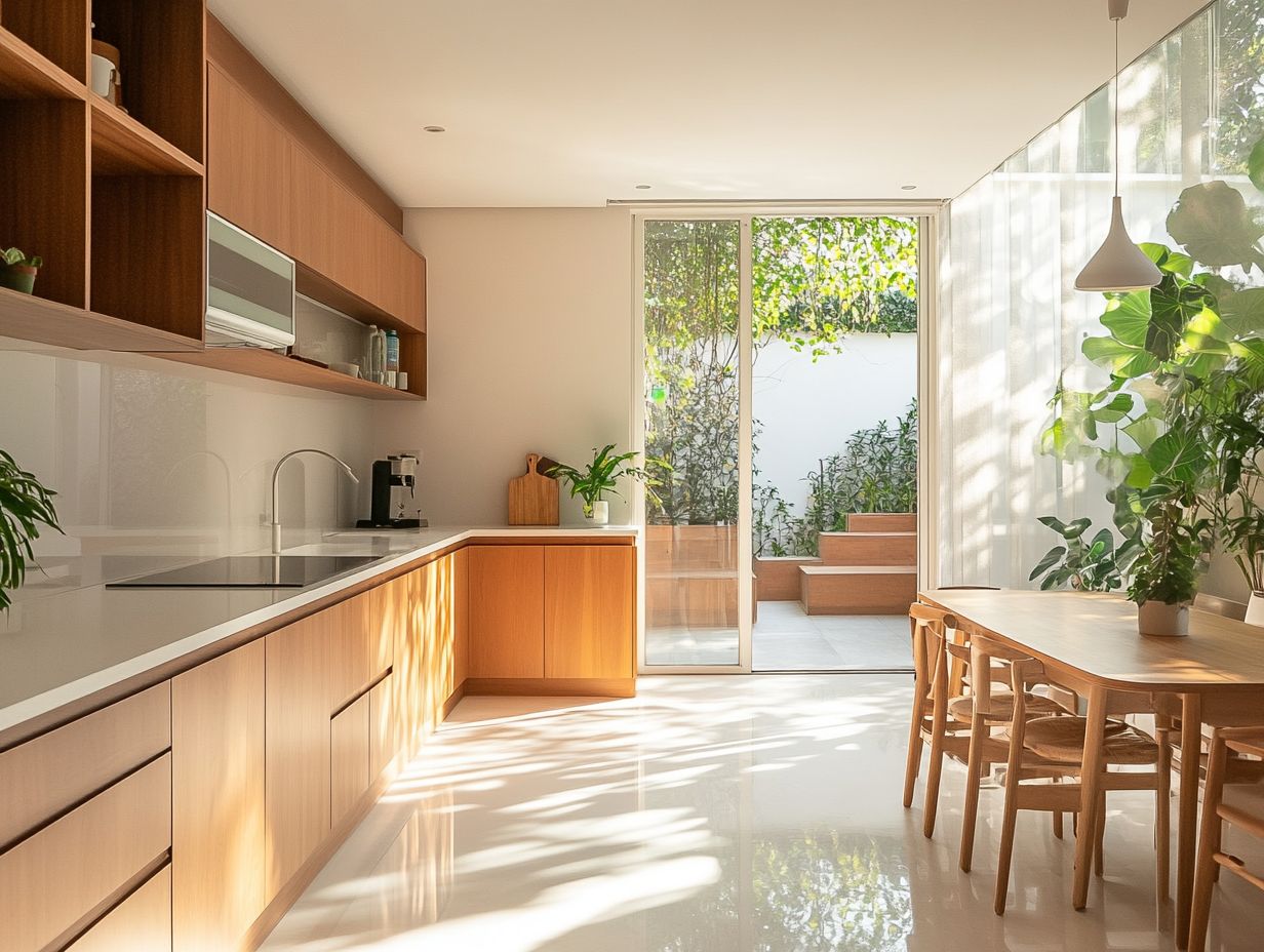 A modern minimalist kitchen showcasing design elements