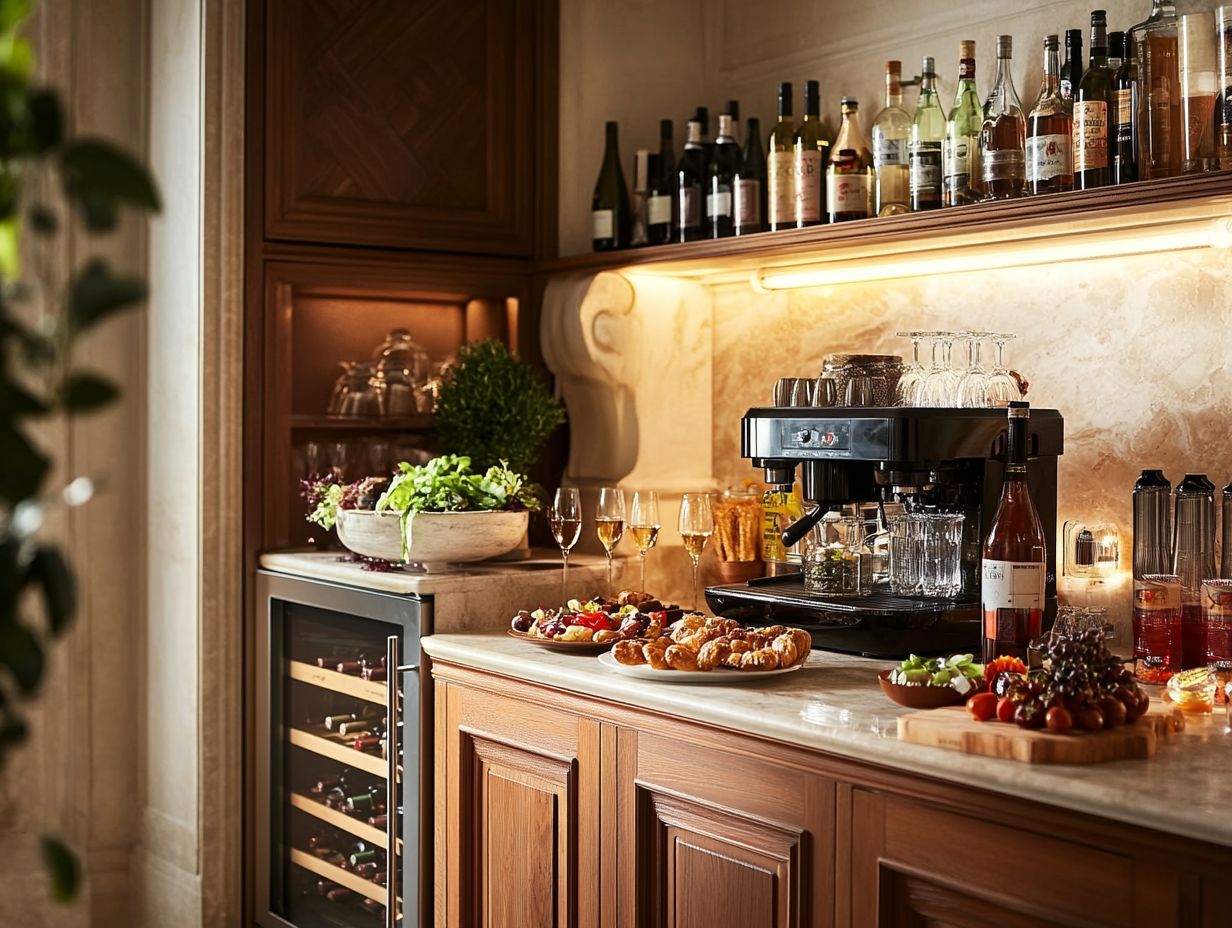 A visual guide to essential kitchen appliances for entertaining guests.