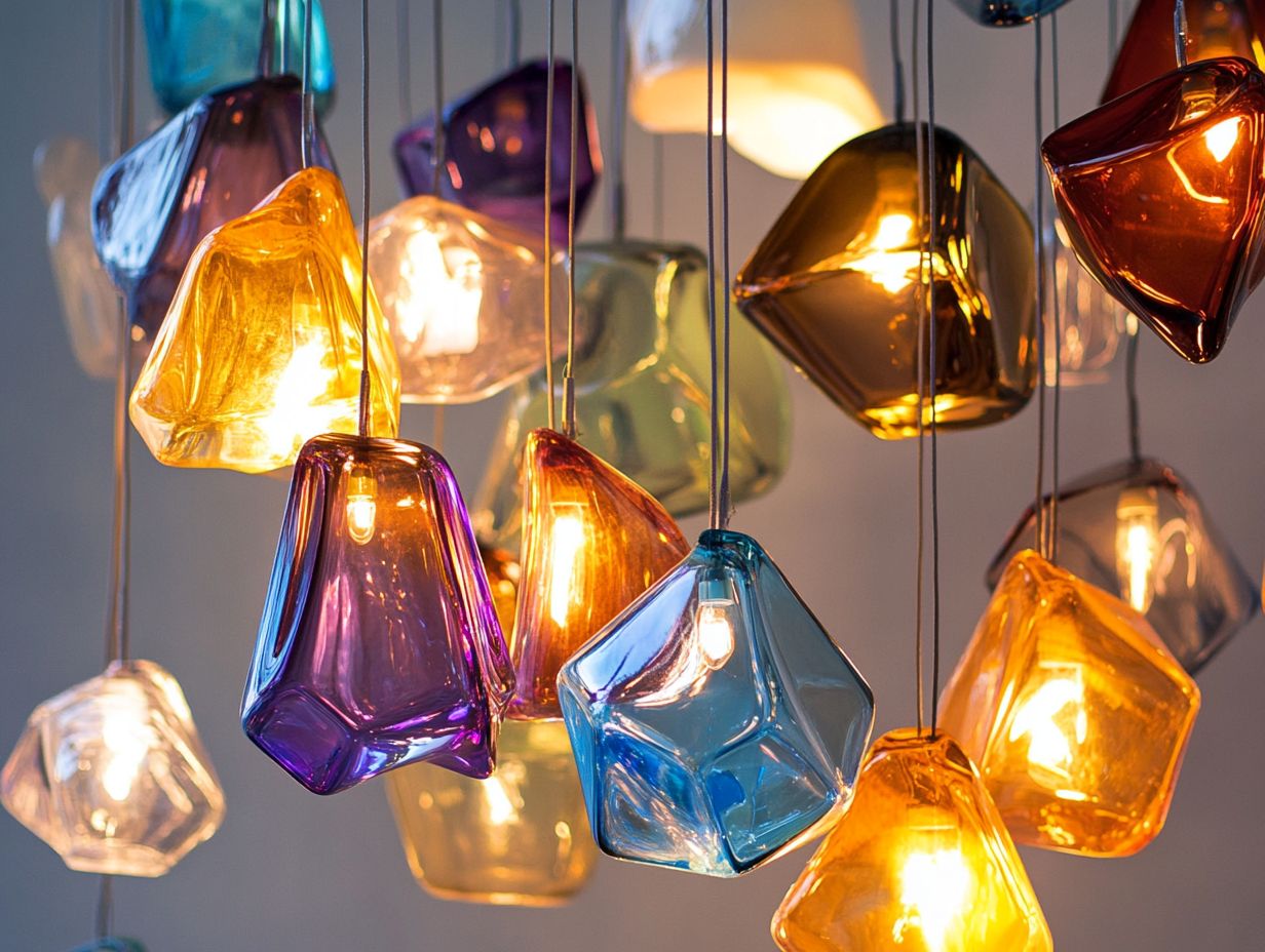 Aesthetic glass lighting fixtures displayed together