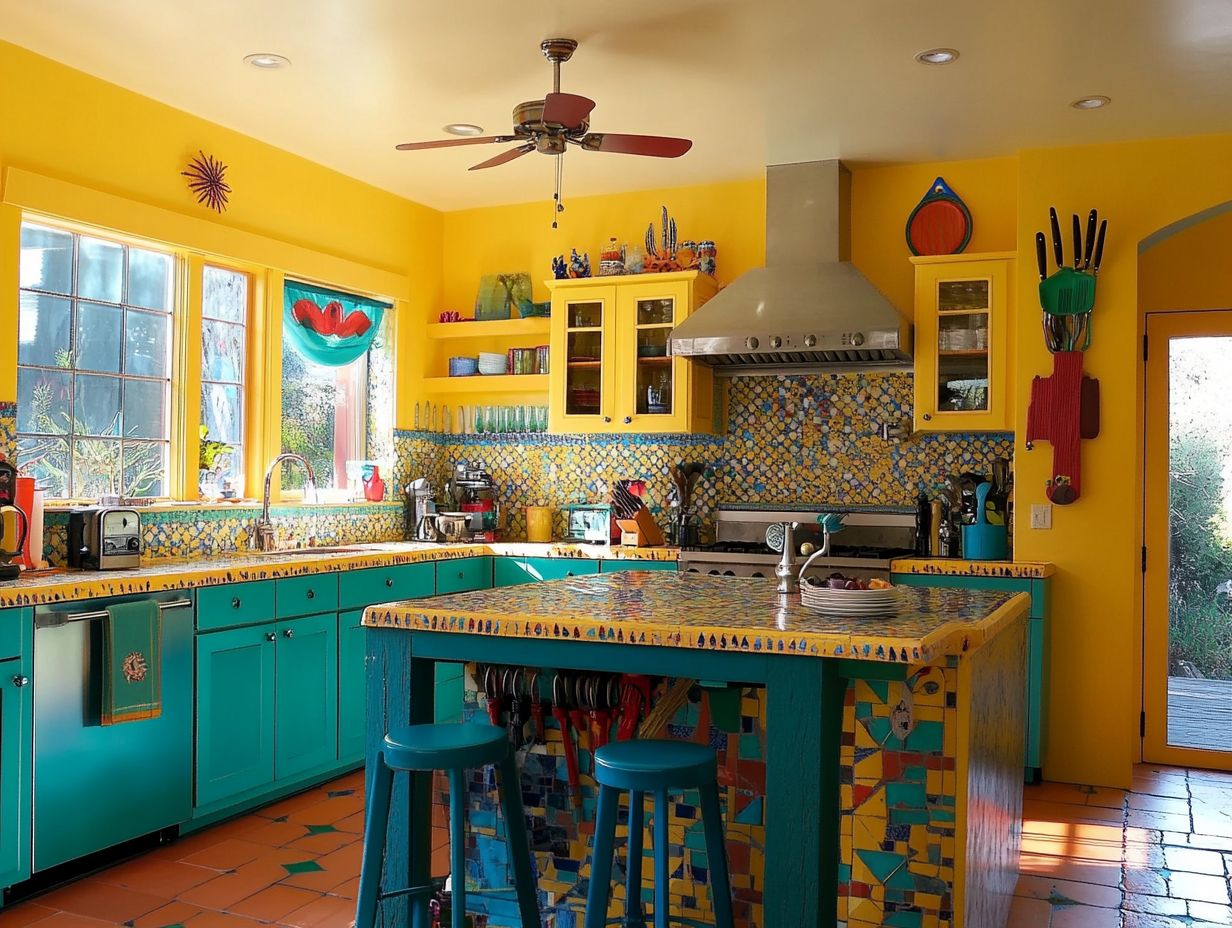 Various Colorful Kitchen Layouts Showcasing Bold Decor Choices