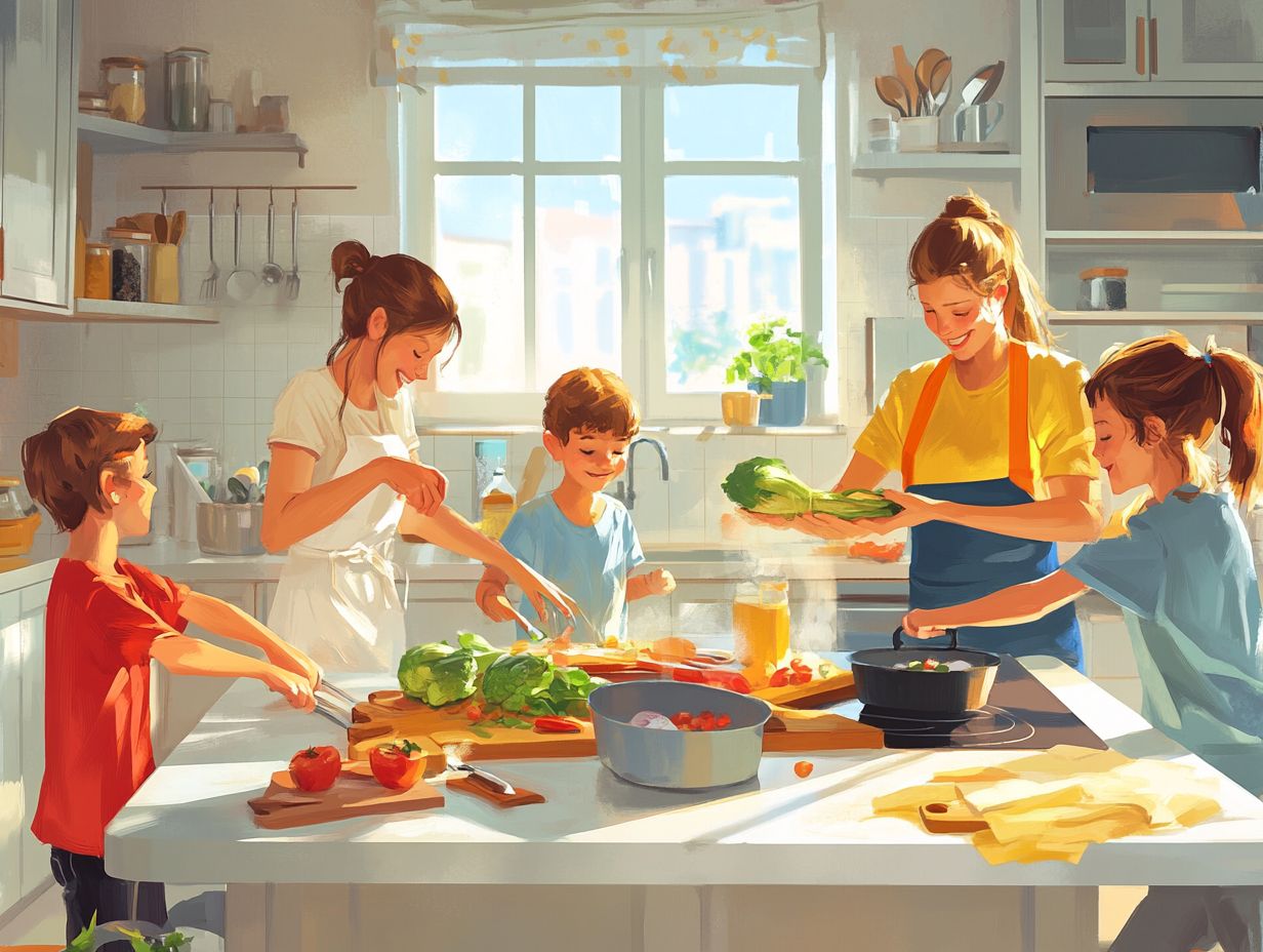 Children cooking together in a well-organized kitchen