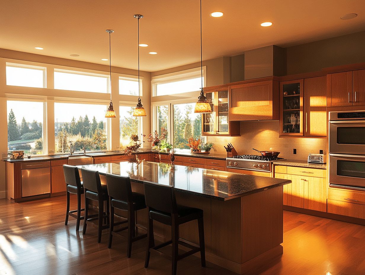 An example of optimal lighting for kitchen work areas.