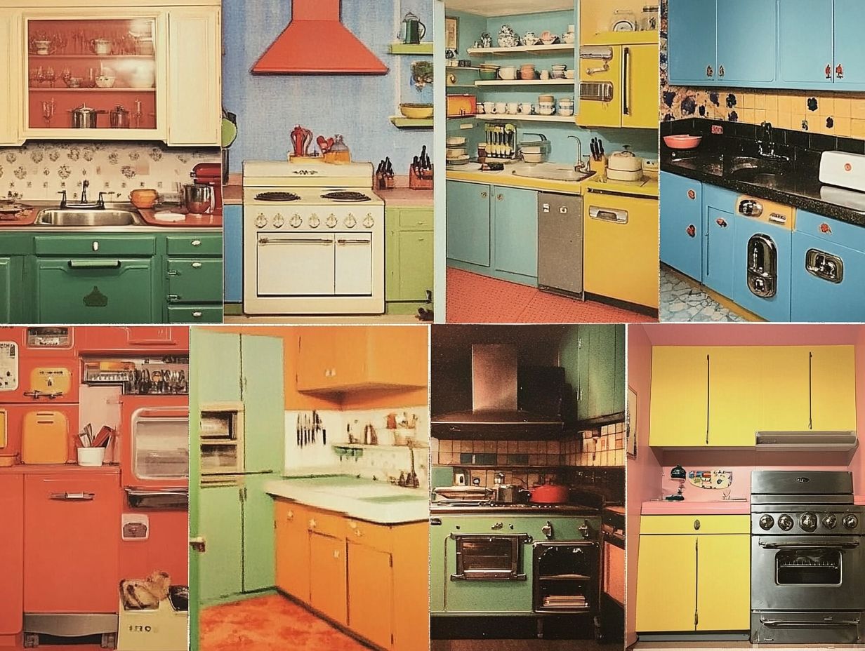 A visual representation of how cultural and technological changes have influenced kitchen designs over the decades.