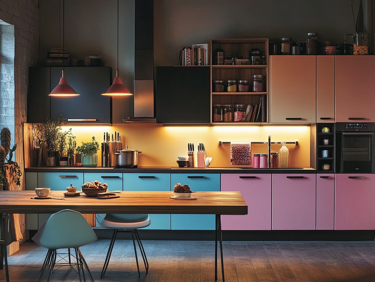 What is the impact of lighting on kitchen color schemes?