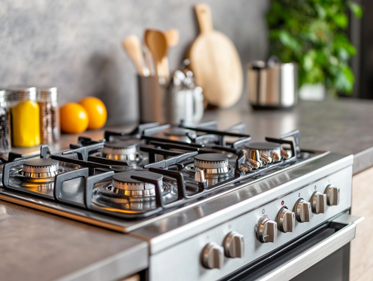 A kitchen showcasing gas and electric stoves for comparison