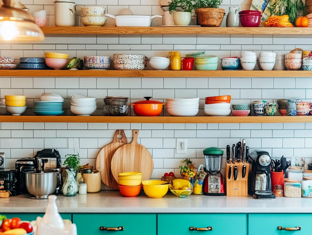 What are the cons of having open shelving in kitchens?