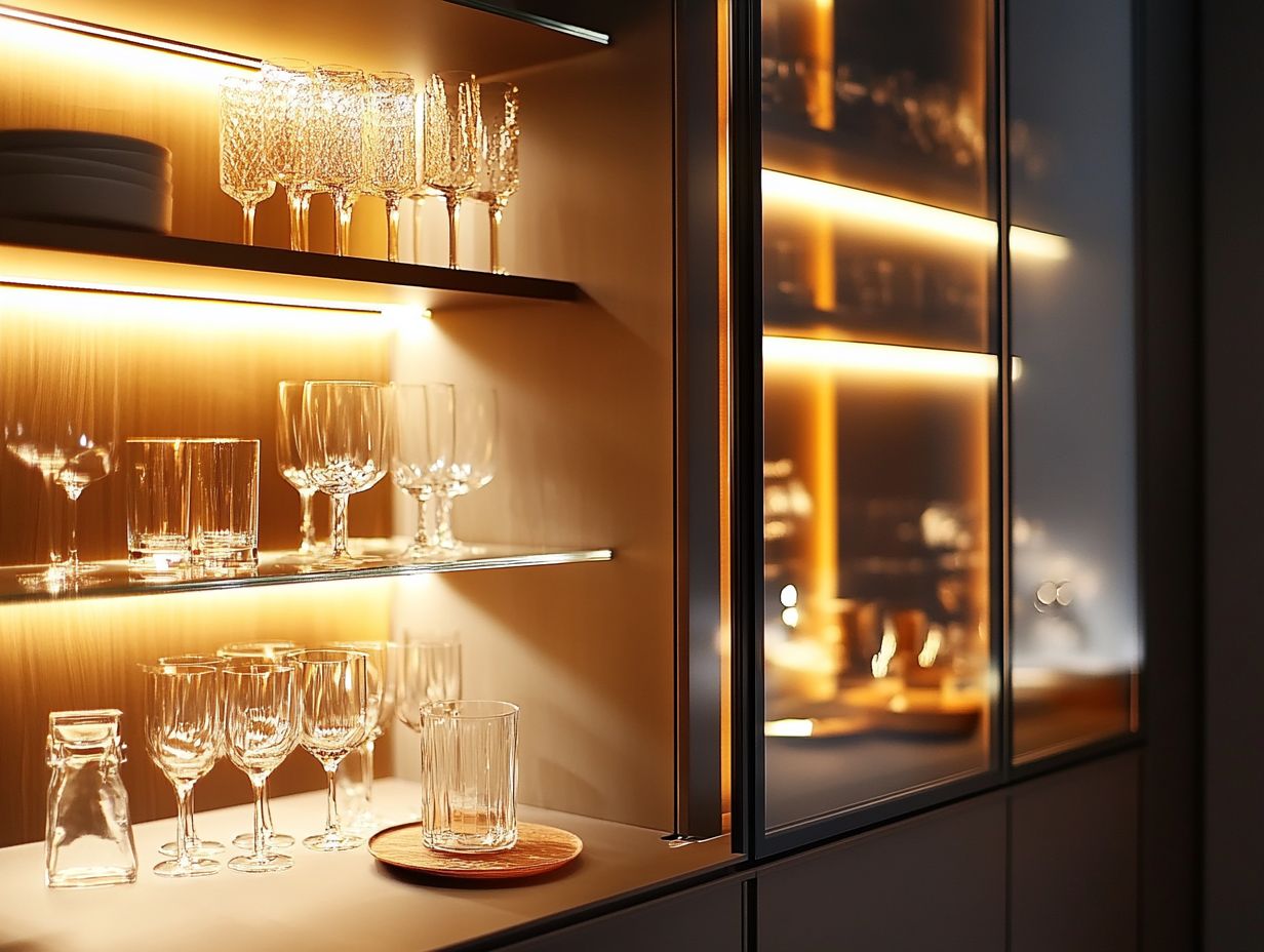 Beautifully illuminated over cabinet lighting in a modern kitchen.