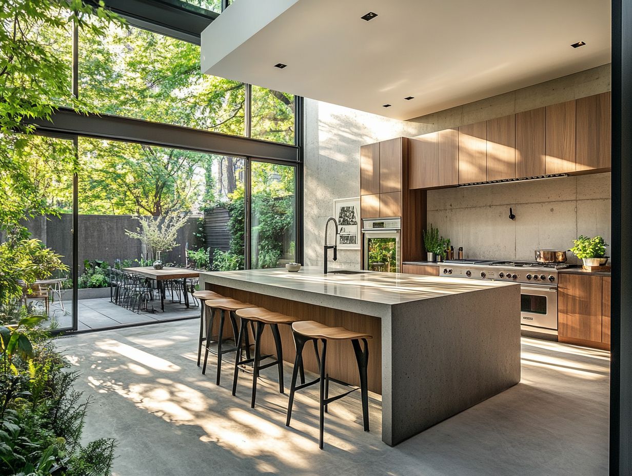 Various popular open kitchen layout inspirations including farmhouse, contemporary, and industrial styles.