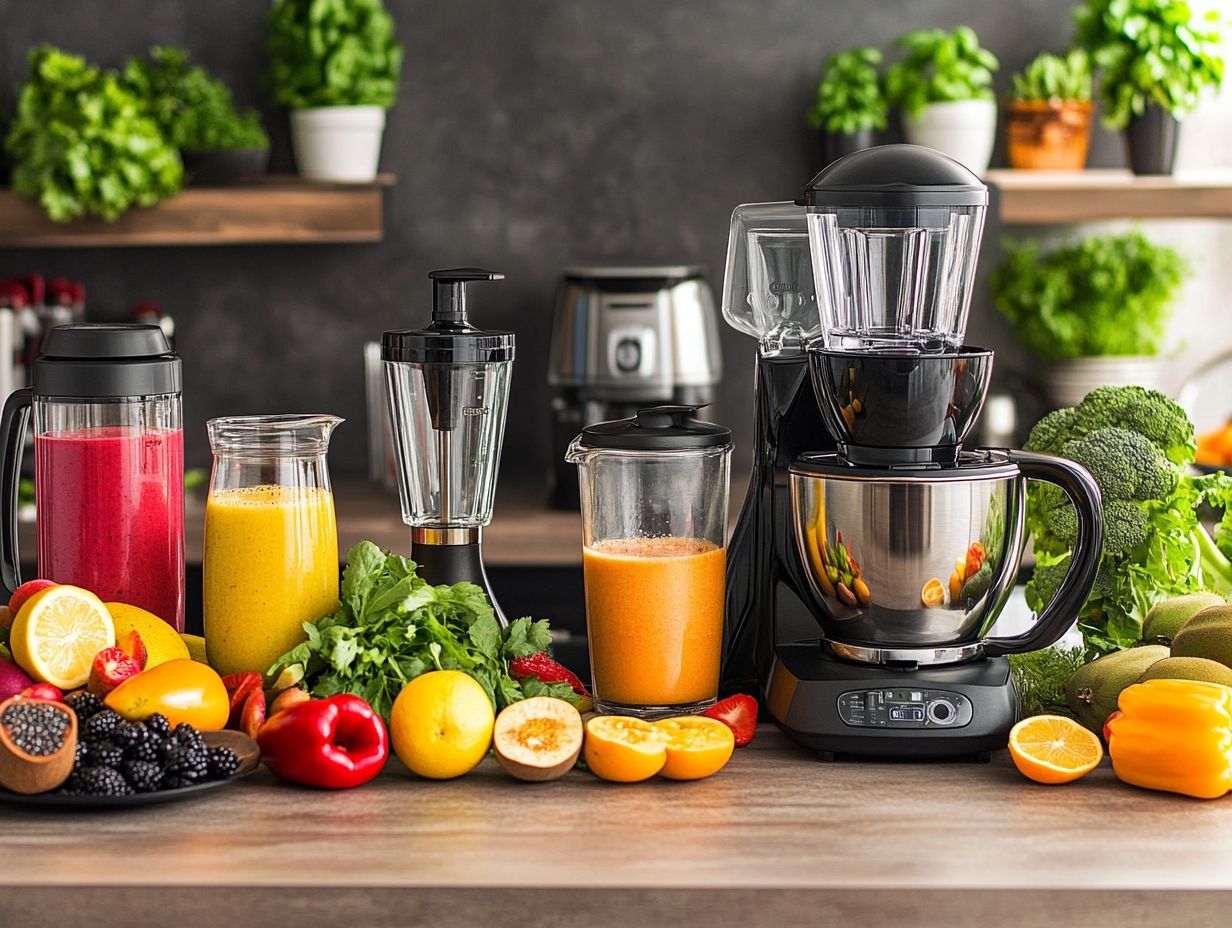 Image illustrating different types of kitchen blenders.