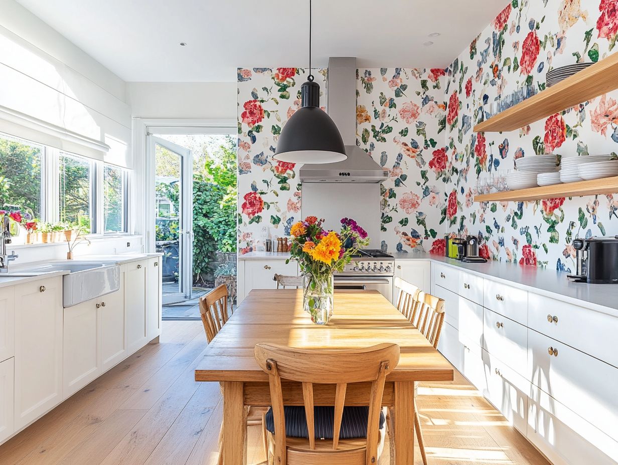 Stunning kitchen design with wallpaper